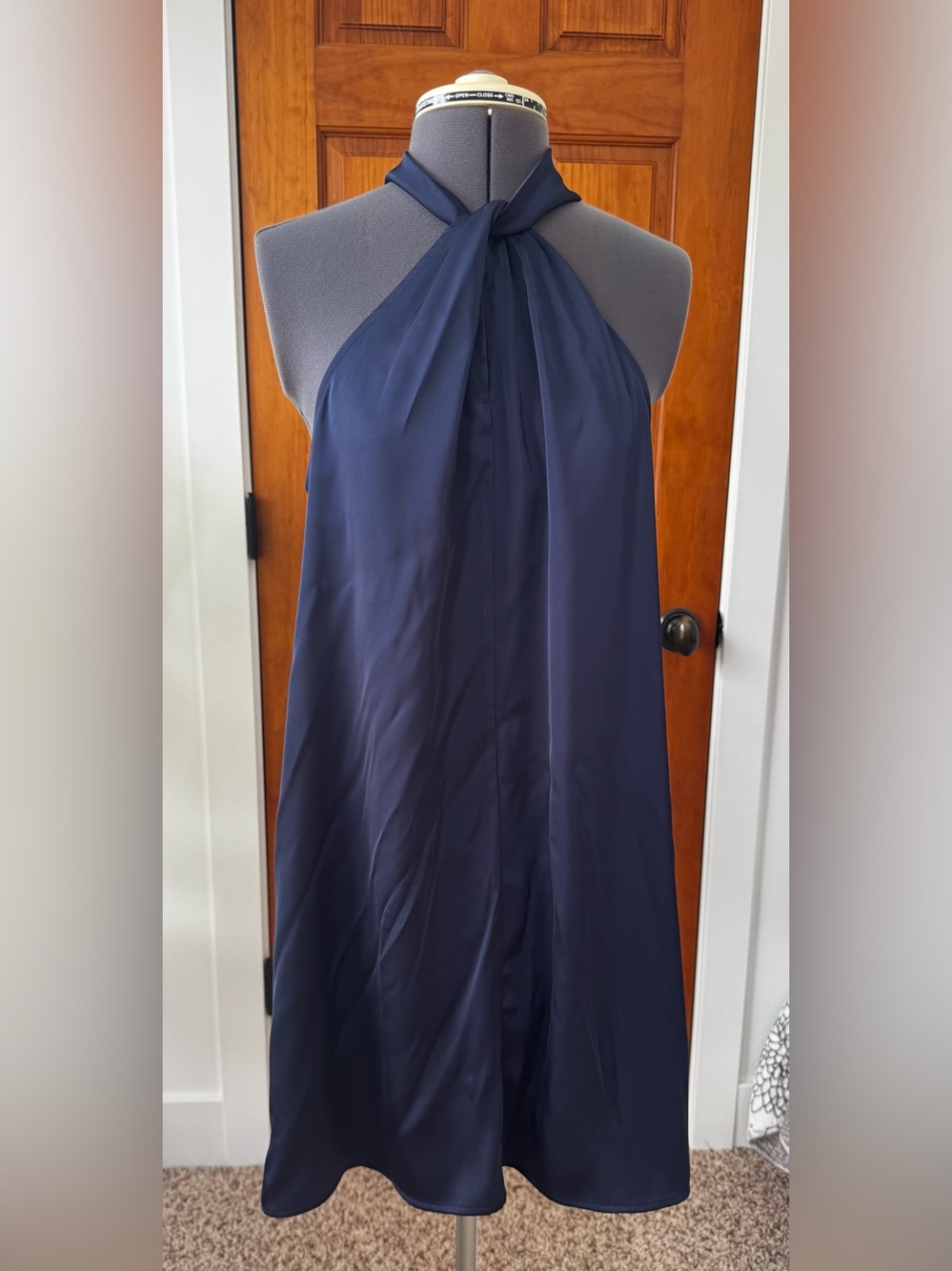 Aqua Navy Halter Neck Dress